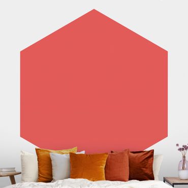 Self-adhesive hexagonal pattern wallpaper - Vermillion