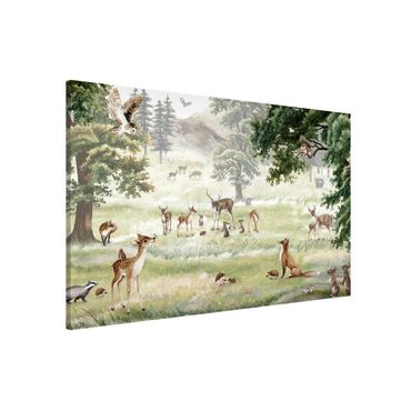 Magnetic memo board - Gathering of forest animals