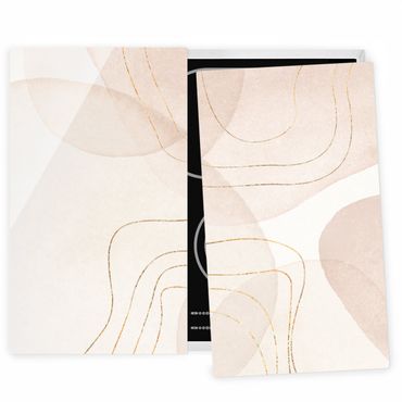 Stove top covers - Playful Impression With Golden Lines