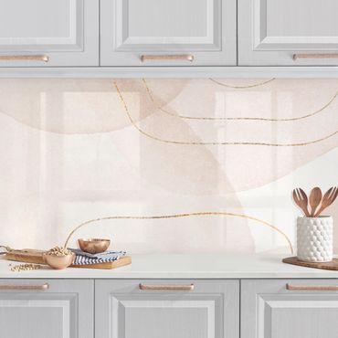 Kitchen wall cladding - Playful Impression With Golden Lines