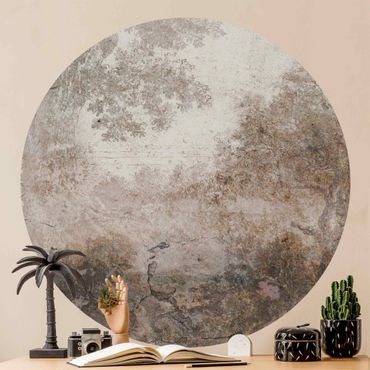 Self-adhesive round wallpaper - Hidden Forest On The Horizon