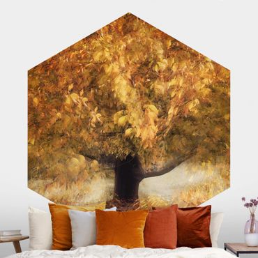 Self-adhesive hexagonal wall mural - Dreaming Tree In Autumn