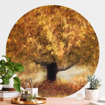 Self-adhesive round wallpaper - Dreaming Tree In Autumn