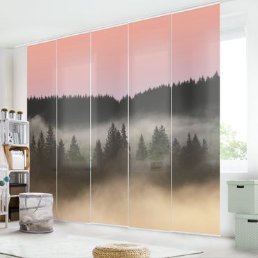 Sliding curtain set - Watercolour Rain In Indigo - Panel