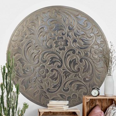 Self-adhesive round wallpaper - Victorian Flower Ornamentation In Circle