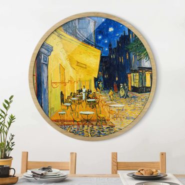 Circular framed print - Vincent Van Gogh - Cafe Terrace In Arles