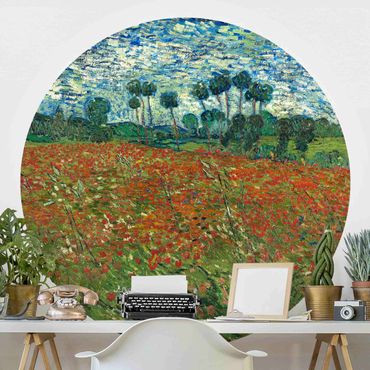 Self-adhesive round wallpaper - Vincent Van Gogh - Poppy Field