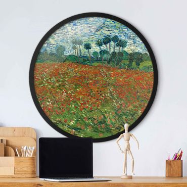 Circular framed print - Vincent Van Gogh - Poppy Field