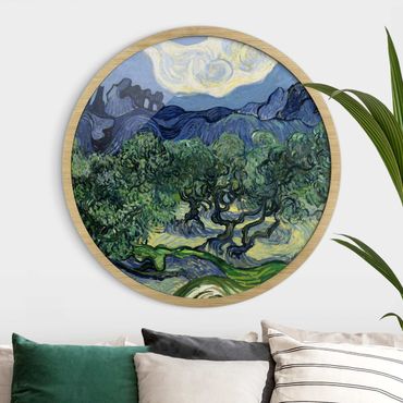 Circular framed print - Vincent Van Gogh - Olive Trees
