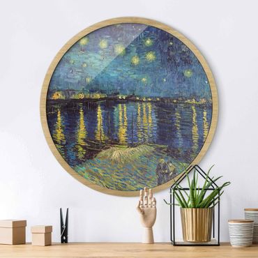Circular framed print - Vincent Van Gogh - Starry Night Over The Rhone
