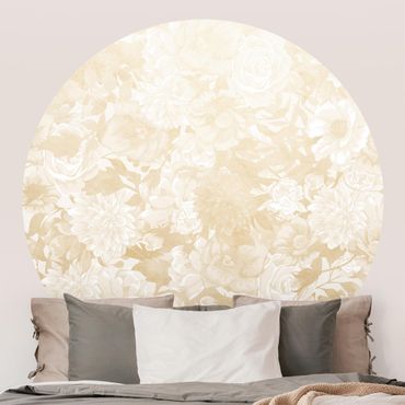 Self-adhesive round wallpaper - Vintage Blossom Dream In Beige