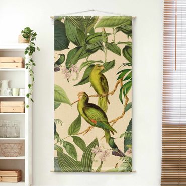 Tapestry - Vintage Collage - Parrot In The Jungle