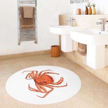 Vinyl Floor Mat round - Vintage Illustration Red Crab