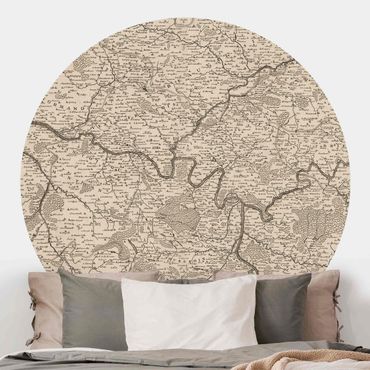 Self-adhesive round wallpaper - Vintage Map France