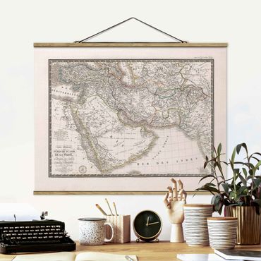 Fabric print with poster hangers - Vintage Map In The Middle East - Landscape format 4:3