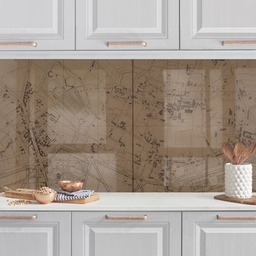 Kitchen wall cladding - Vintage Map Montmartre In Brown