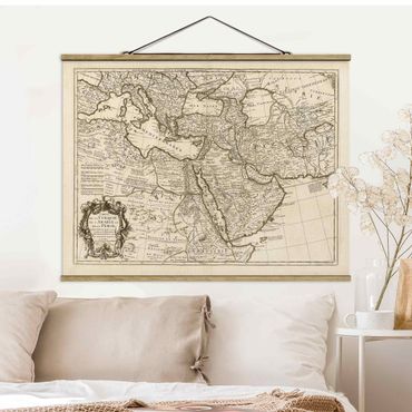 Fabric print with poster hangers - Vintage Map The Middle East - Landscape format 4:3