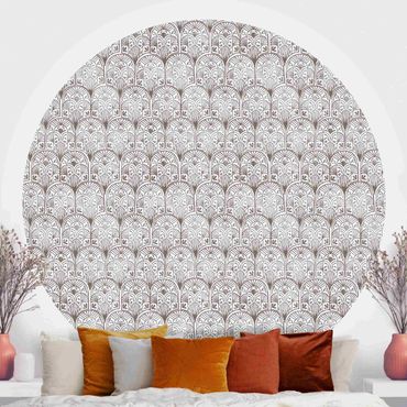 Self-adhesive round wallpaper - Vintage Pattern Oriental Arches