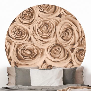 Self-adhesive round wallpaper - Vintage Roses