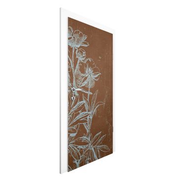 Door wallpaper - Blue Sketch Of A Flower