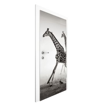Door wallpaper - Giraffe Hunt