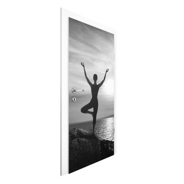 Door wallpaper - Yoga white black