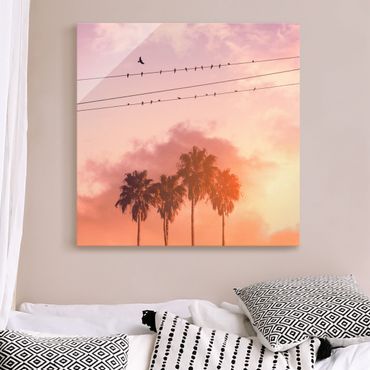 Glass print - Birds On Powerlines - Square 1:1