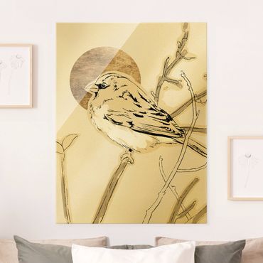 Glass print - Golden Sun Behind Bird IV - Portrait format