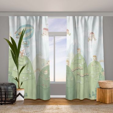 Curtain - Forest With Houses And Animals
