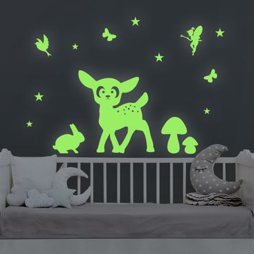 Wall sticker glow in the dark - Wall Decal Night Glow Set Animal In the Forest