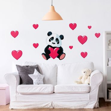 Wall sticker kids - Panda With Hearts