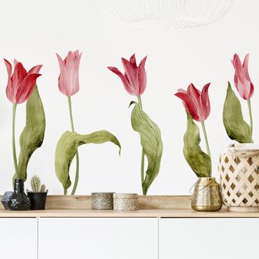 Wall sticker - Red Tulips Watercolour Set