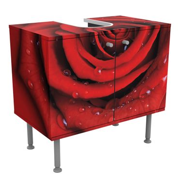 Wash basin cabinet design - Red Rose With Water Drops