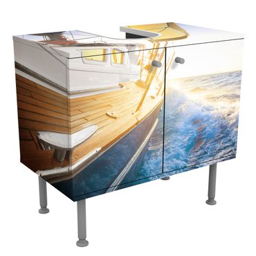 Wash basin cabinet design - Sailboat On Blue Ocean In Sunshine