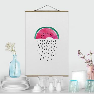 Fabric print with poster hangers - Watermelon Rain - Portrait format 2:3
