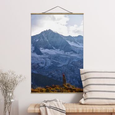 Fabric print with poster hangers - Marked Path In The Alps - Portrait format 2:3