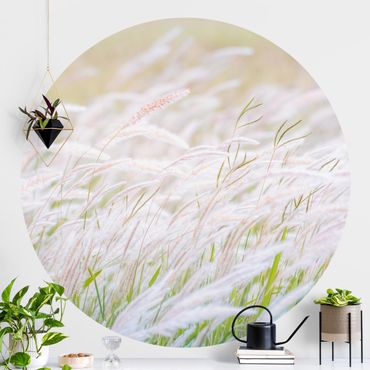 Self-adhesive round wallpaper - Soft Grasses