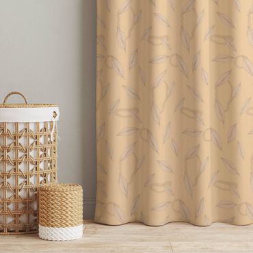 Curtain - Willow Leaves Pattern - Pastel Orange