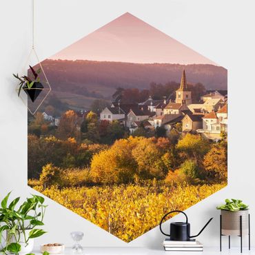 Self-adhesive hexagonal pattern wallpaper - Vineyards In France