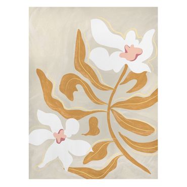 Print on canvas - White flowers with yellow leaves - Portrait format 3:4