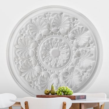 Self-adhesive round wallpaper - White Stucco In A Circle