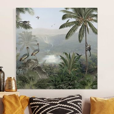 Print on canvas - Vast view into the depths of the jungle - Square 1:1