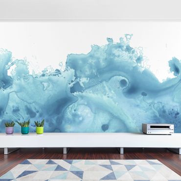 Wallpaper - Wave Watercolour Turquoise l