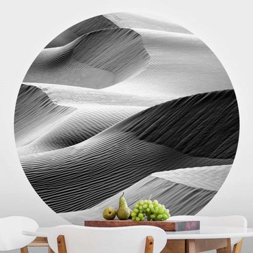 Self-adhesive round wallpaper - Wave Pattern In Desert Sand