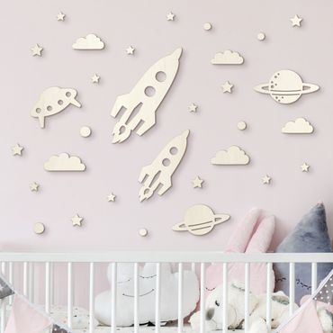 Wooden wall decoration - Space - Rockets, Planets, and Stars