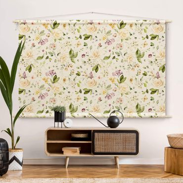 Tapestry - Wildflowers and White Roses Watercolour Pattern