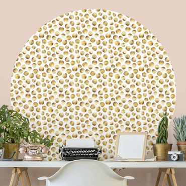 Self-adhesive round wallpaper - Wild Golden Polkadots