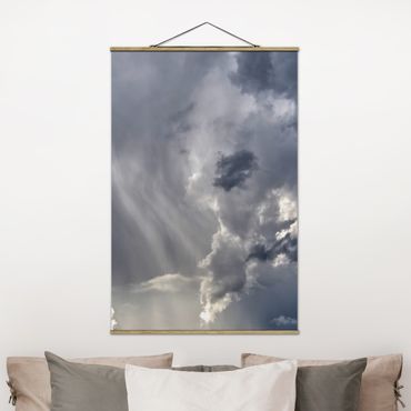 Fabric print with poster hangers - Wild Clouds - Portrait format 2:3