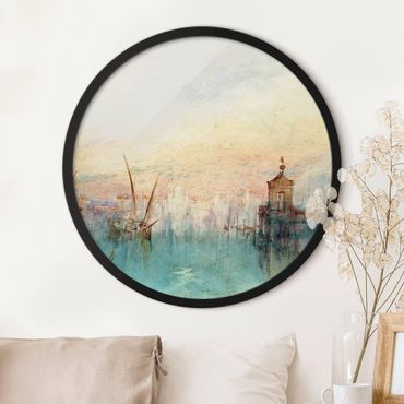 Circular framed print - William Turner - Venice With Moon