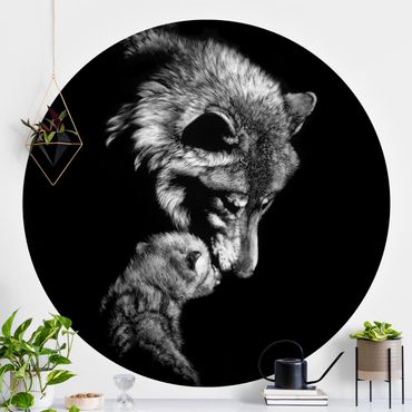 Self-adhesive round wallpaper - Wolf In The Dark